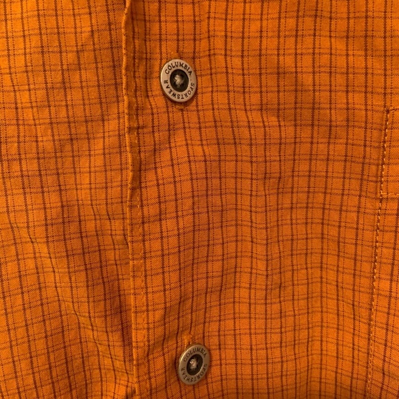 Columbia Men's Short Sleeved Plaid Button Down Shirt Orange Size L - Picture 6 of 10